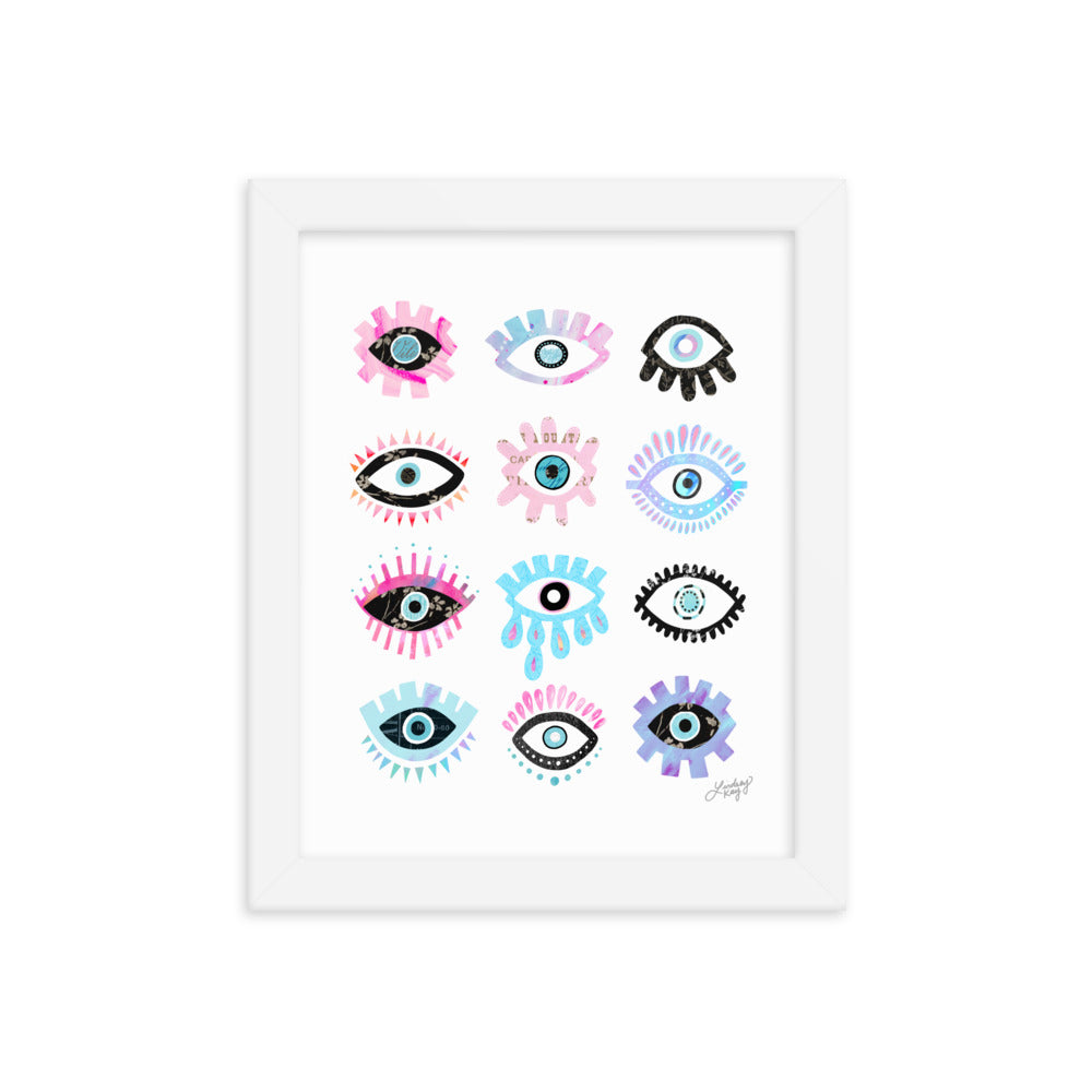 Illustration des yeux maléfiques brillants - Impression mate encadrée